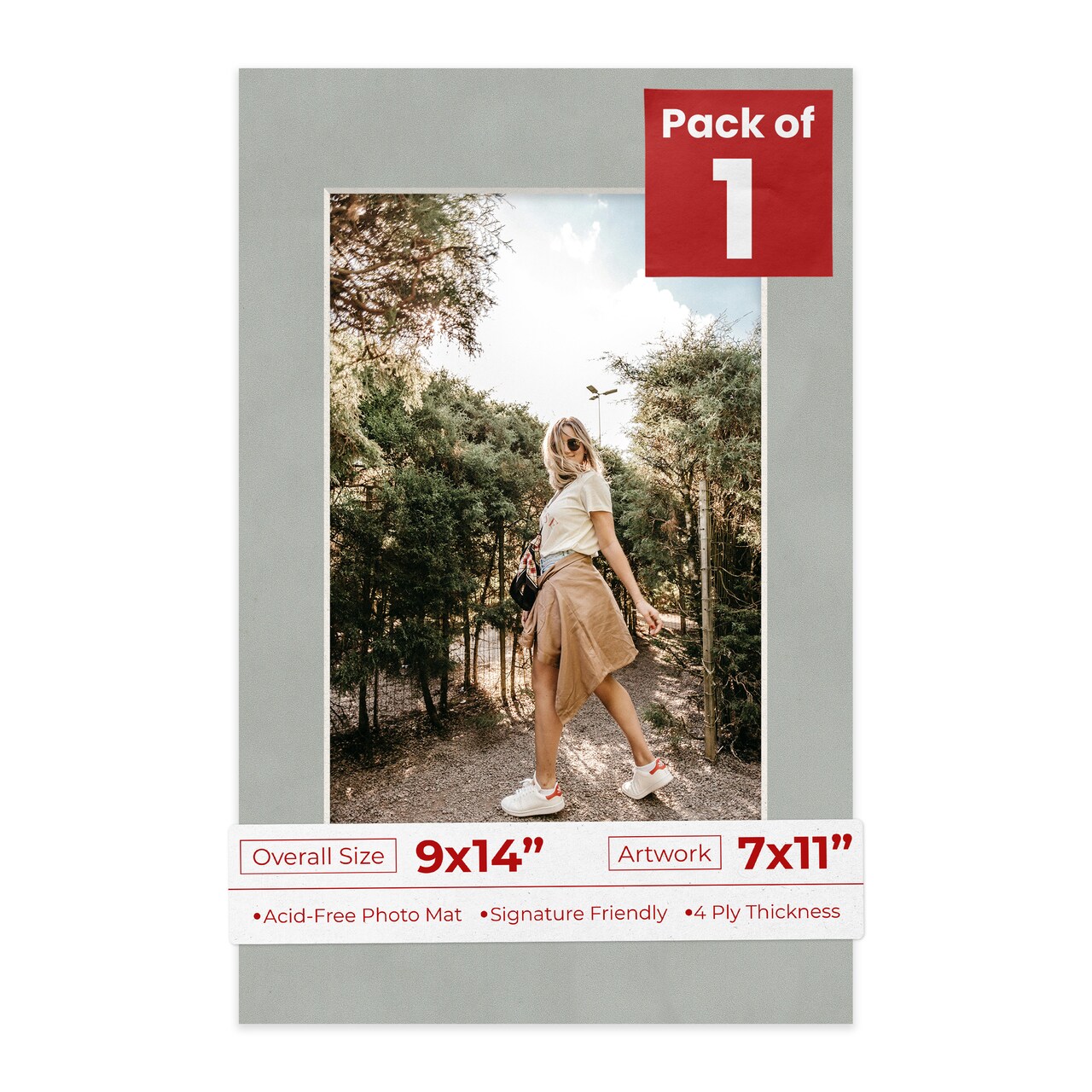 Light Grey Suede Mat Board for 9x14 Frames - Fits 7x11 Photos